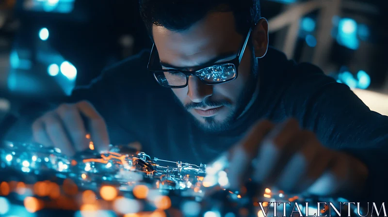 Man repairing electronic device AI Image