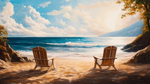 Seaside Relaxation: Two Chairs on the Beach