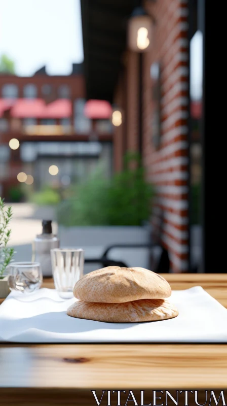 Photorealistic Urban Scene: Bread on Plate | Vray Tracing AI Image