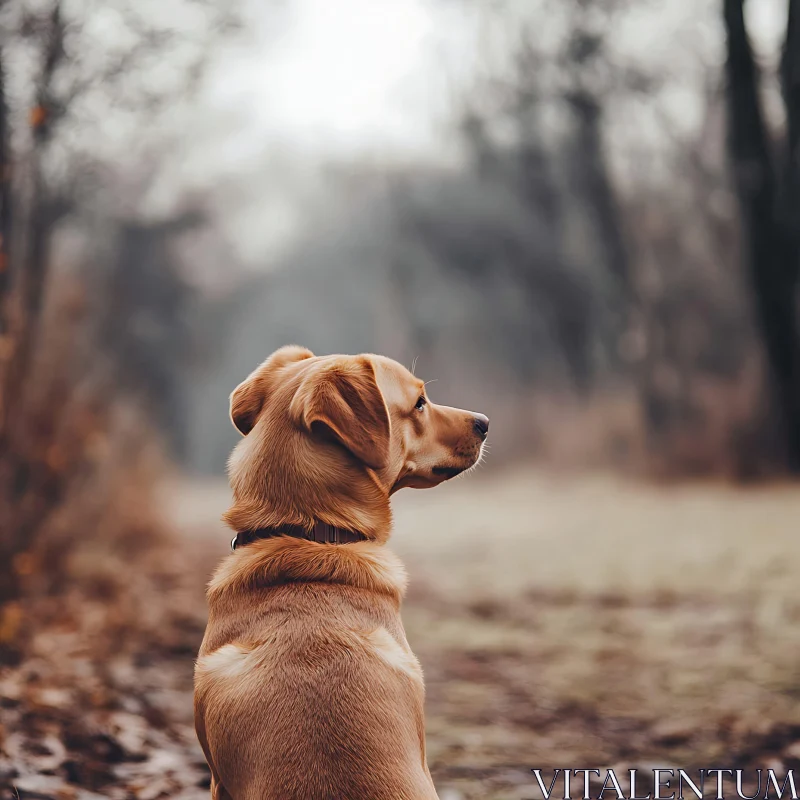 Dog In Autumn Forest AI Image