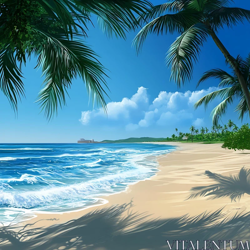 Seaside Bliss: A Tropical Beach View AI Image