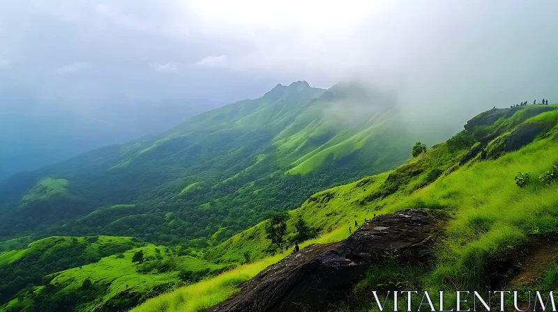 Lush Green Mountain Landscape AI Image