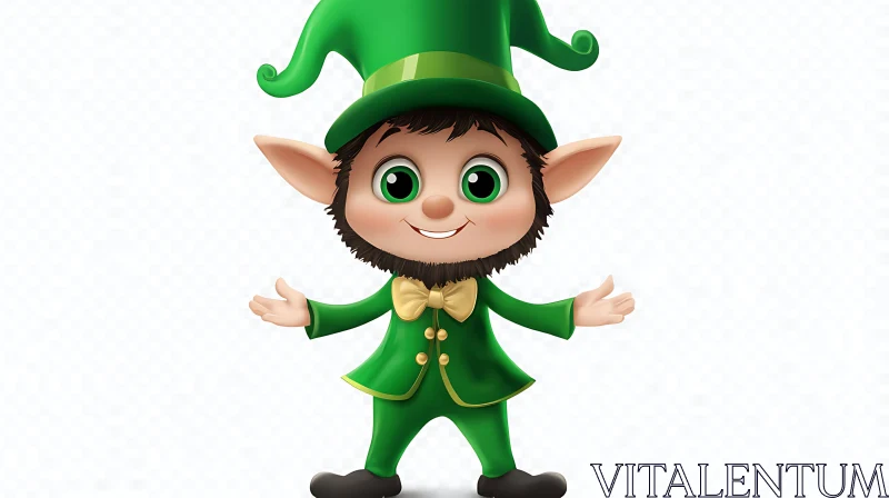 Cartoon Leprechaun in Green Suit AI Image