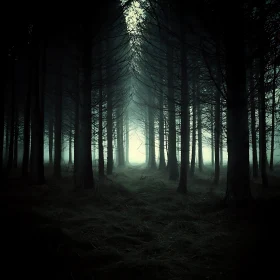 Eerie Foggy Woodland Path