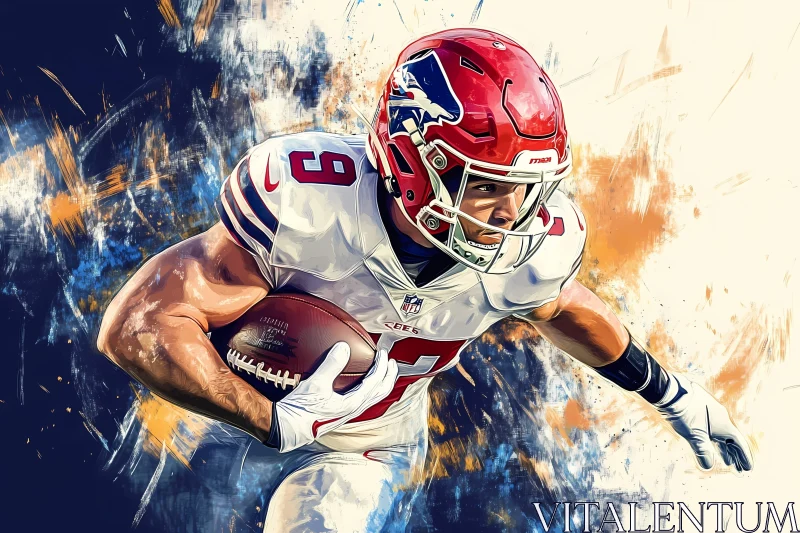 Illustration of an Energetic American Football Player AI Image