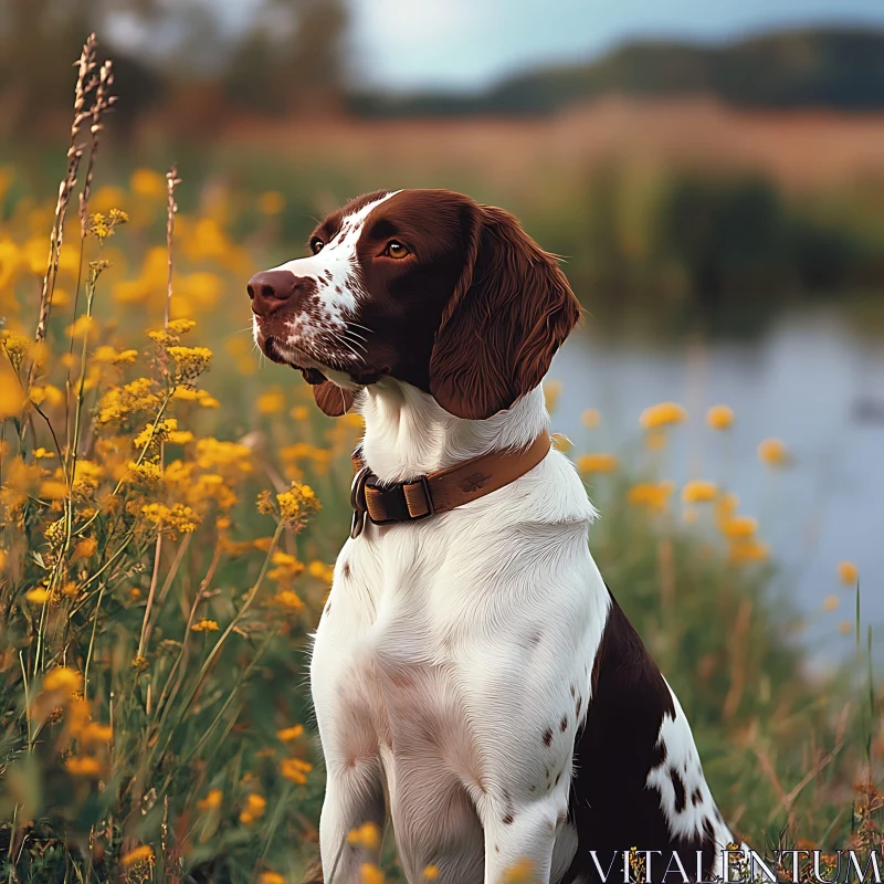 Tranquil Scene of a Dog in Nature AI Image