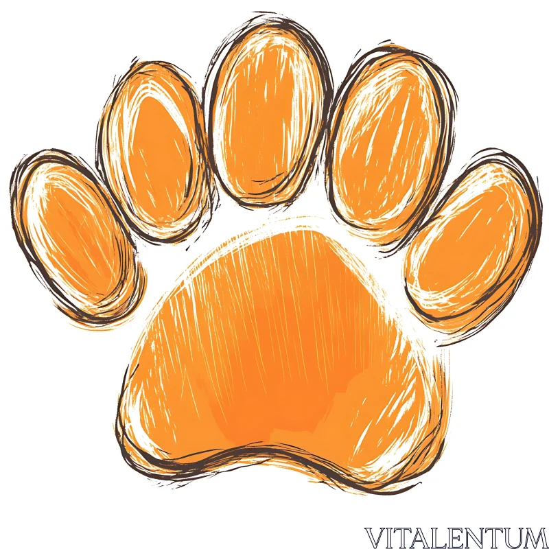 Artistic Orange Paw Print Illustration AI Image