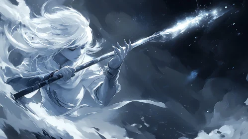 Mystical Woman with Glowing Staff