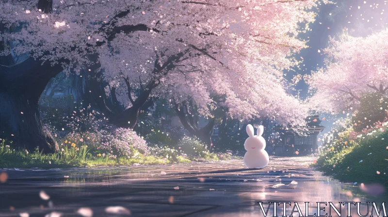 Spring Blossoms with Rabbit AI Image