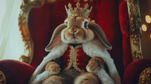 Crowned Rabbit in Regal Attire