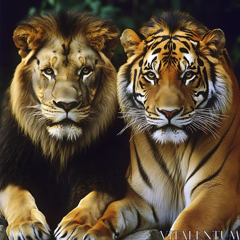 Portrait of Lion and Tiger AI Image