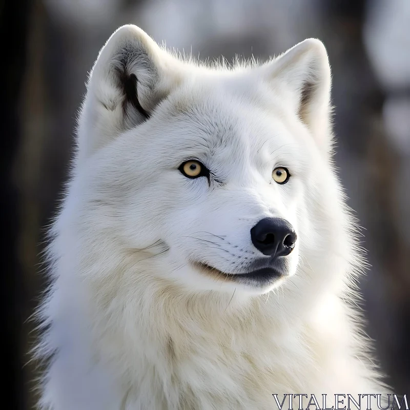 Arctic White Wolf Close-Up AI Image