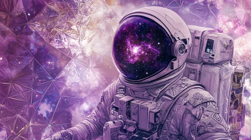 Astronaut Amidst Geometric Nebula