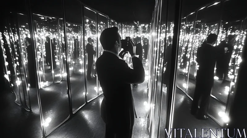 AI ART Monochrome Mirror Maze Photography