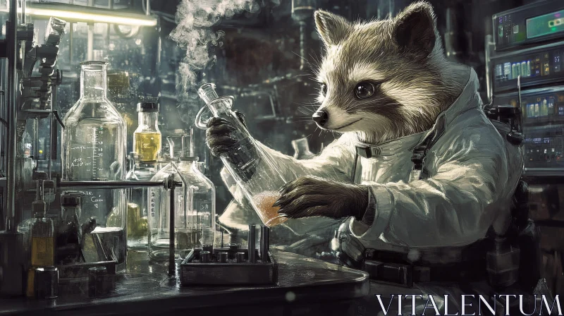Raccoon Doing Science AI Image