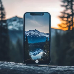 Mountain View Through Phone Screen