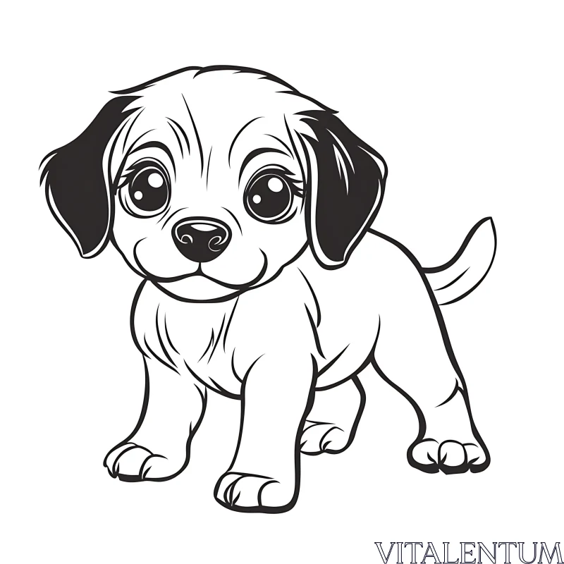 Cute Puppy Cartoon Art AI Image