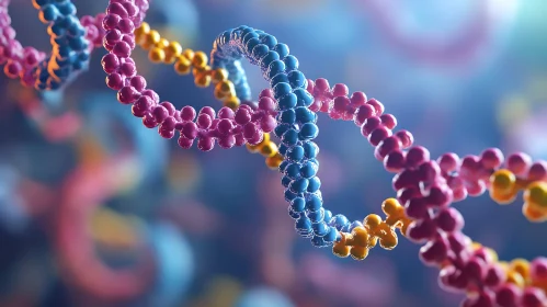 Colorful DNA Molecule Close-Up