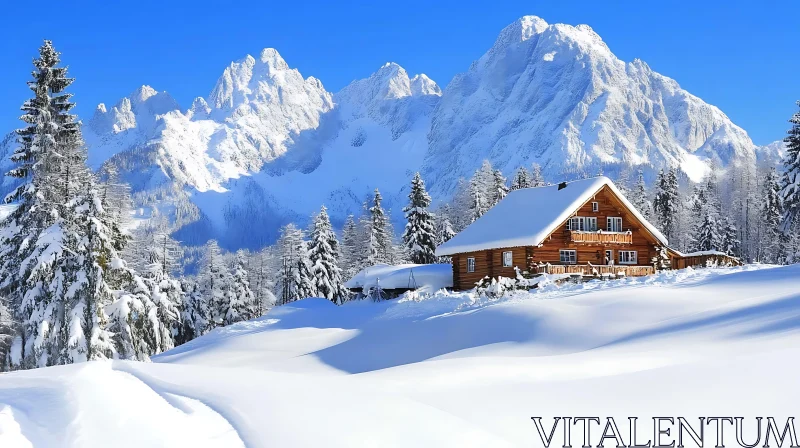 AI ART Snowy Mountain Cabin Retreat