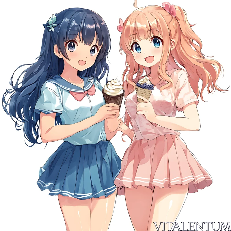 AI ART Anime Girls with Ice Cream Cones