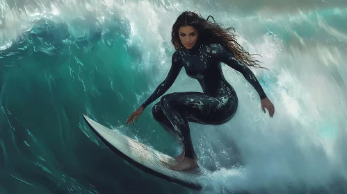 Ocean Ride: A Surfing Beauty