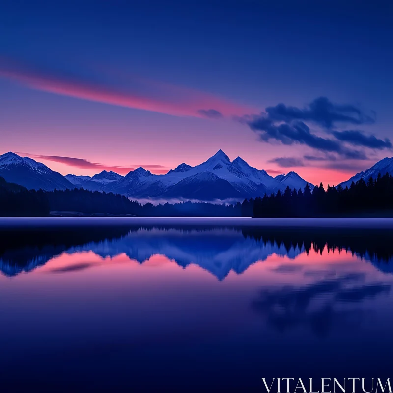 Serene Mountain Reflection AI Image