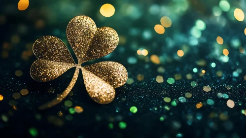 Golden Clover on Dark Background