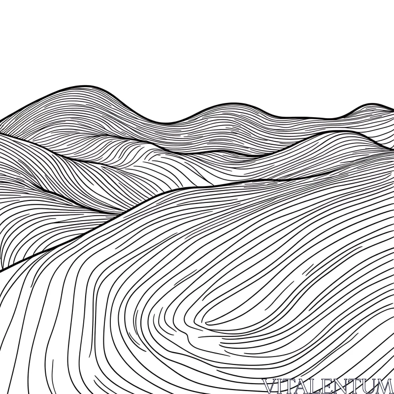 Monochrome Wave Line Art AI Image