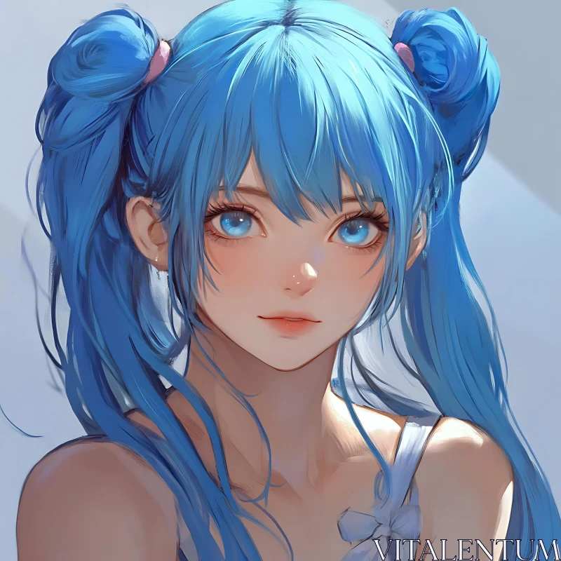 AI ART Blue-haired Anime Girl