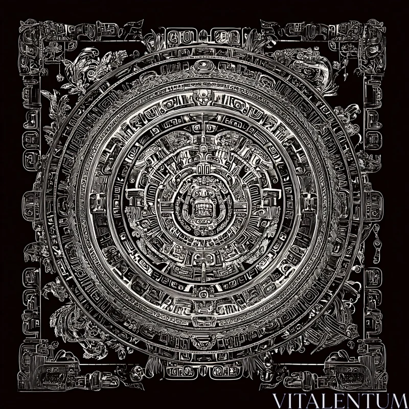 Ancient Aztec Engraving Art AI Image