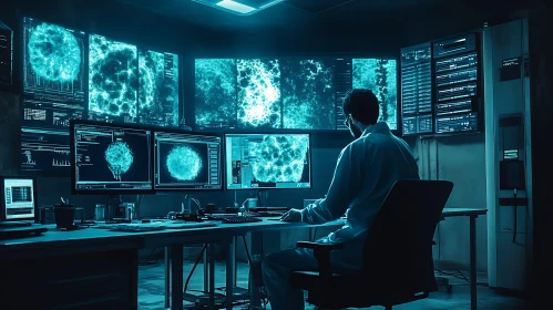 Blue Lit Data Analysis Workspace