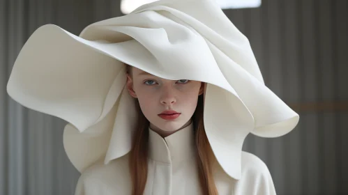 Captivating White Hat Fashion - Futuristic Design