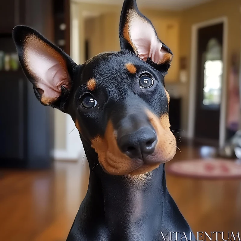 Adorable Doberman Puppy Close-Up AI Image