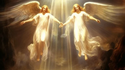 Celestial Angels Soaring in Heavenly Light