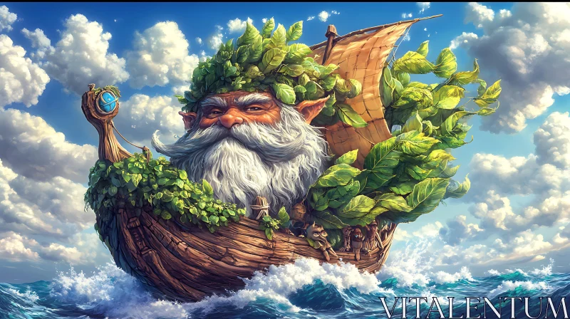 AI ART Whimsical Voyage: A Fantasy Character's Sea Journey