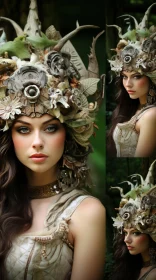 Detailed and Realistic Portrait of a Woman in the Woods
