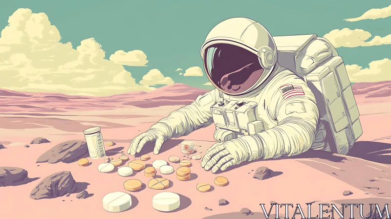 Space Medicine: Pills on Mars AI Image