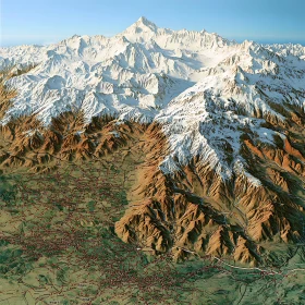 Snowy Peaks Aerial Landscape