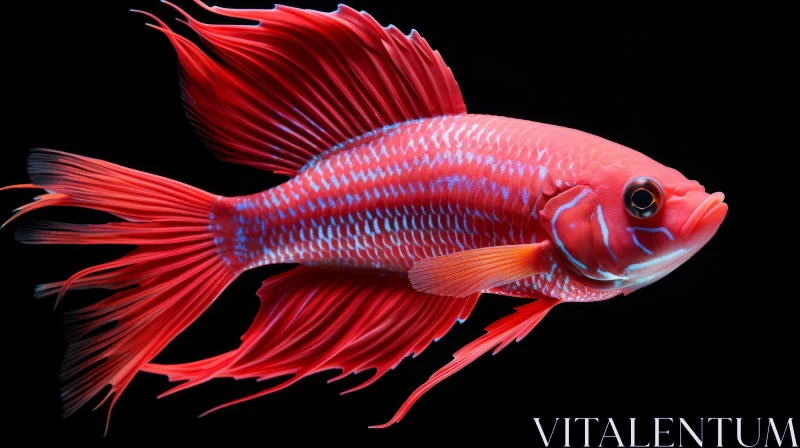 Siamese Fighting Fish in Color Photography – Red and Blue Hues on a Black Background AI Image