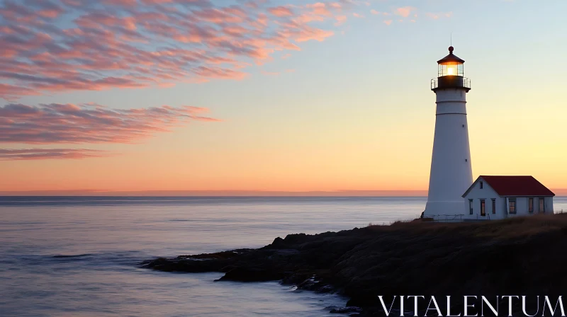 Coastal Beacon at Dusk AI Image