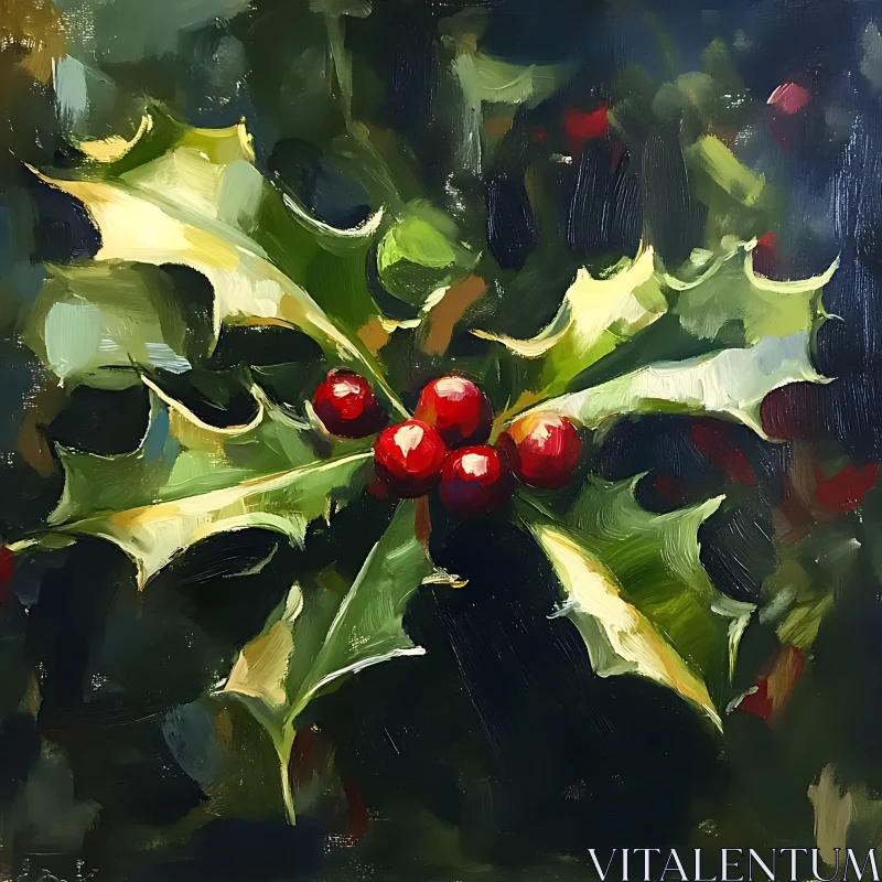 AI ART Artistic Holly and Berries Still Life