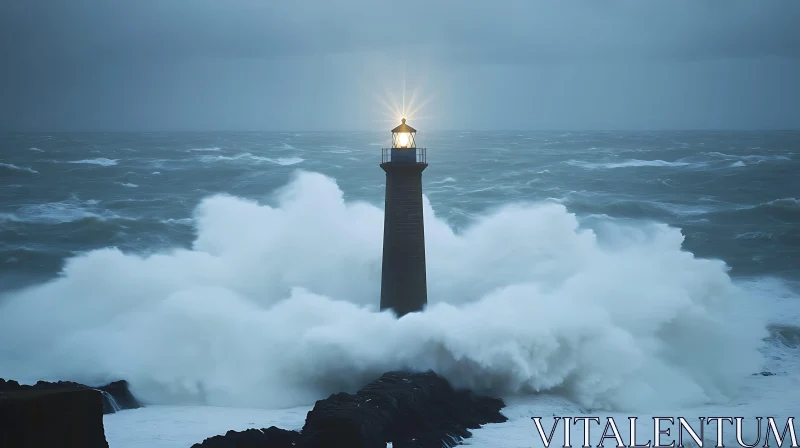 Beacon of Hope: Lighthouse in Storm AI Image