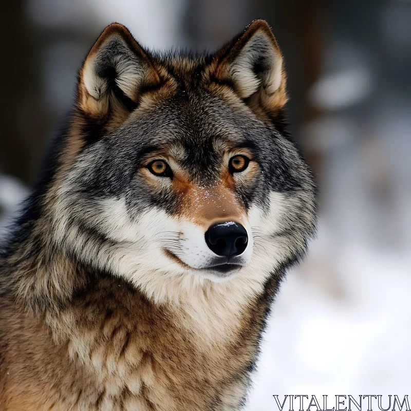 Close-Up of a Majestic Wolf AI Image