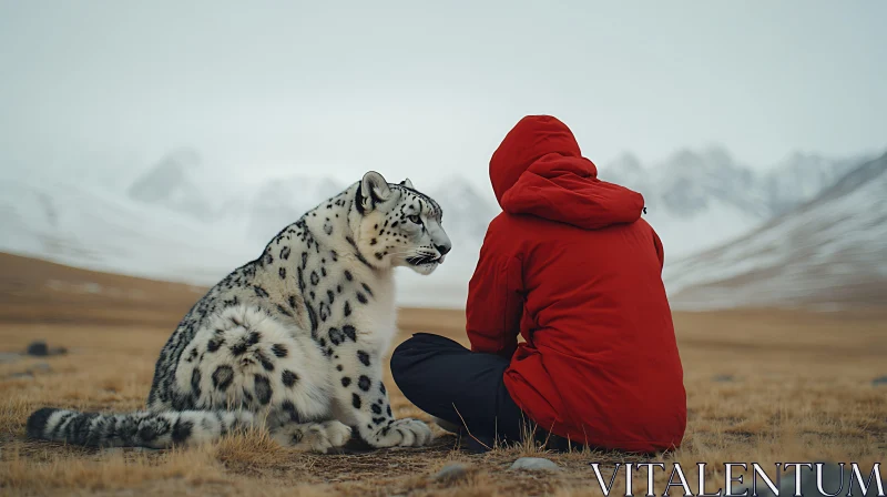 Tranquil Scene: Leopard and Human Together AI Image