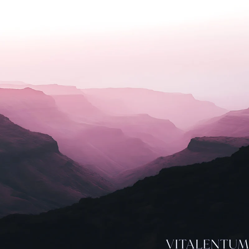 AI ART Layers of Pink Mountains