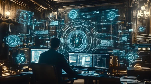 Man in Cyber Room