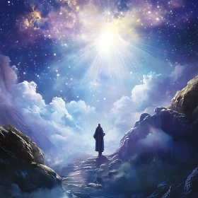 Ethereal Journey: A Figure's Path to Illumination