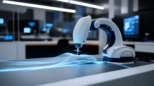 Futuristic Robotic Arm Data Processing