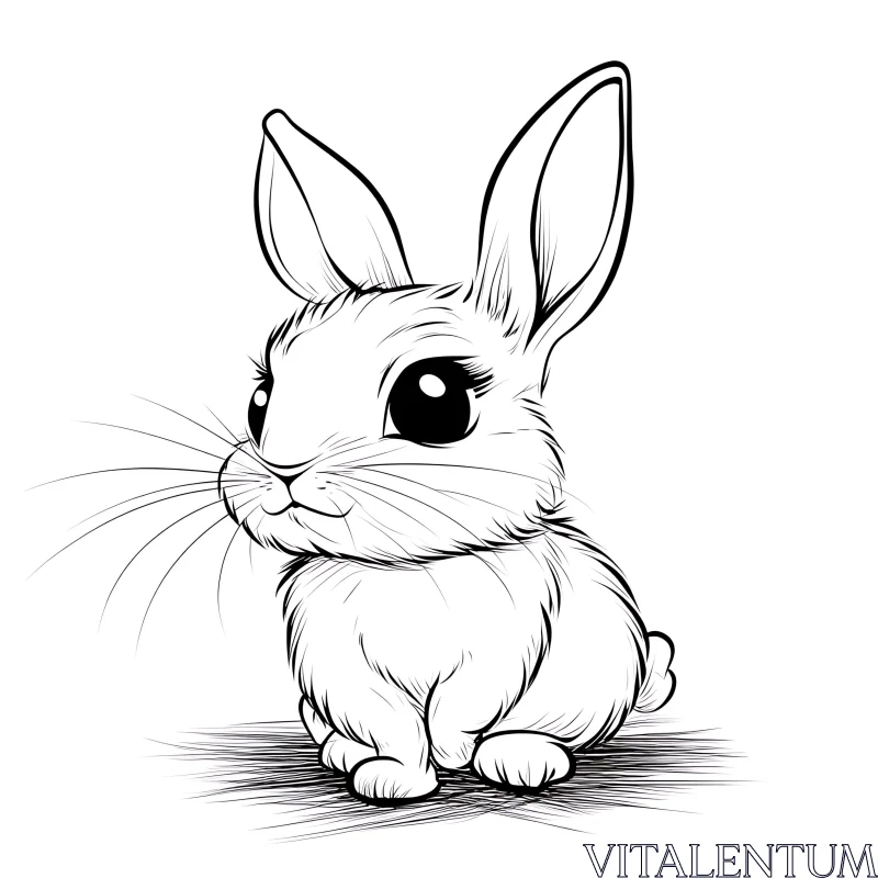 Monochrome Bunny Sketch for Children AI Image