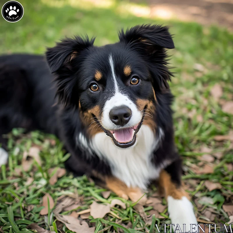 Playful Dog Enjoying Outdoors on Grass AI Image